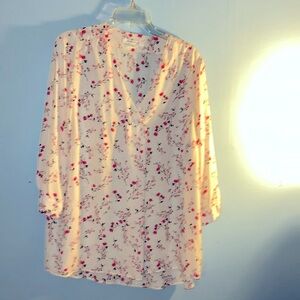 Rose + Olive white pink black floral print blouse plus size 2x